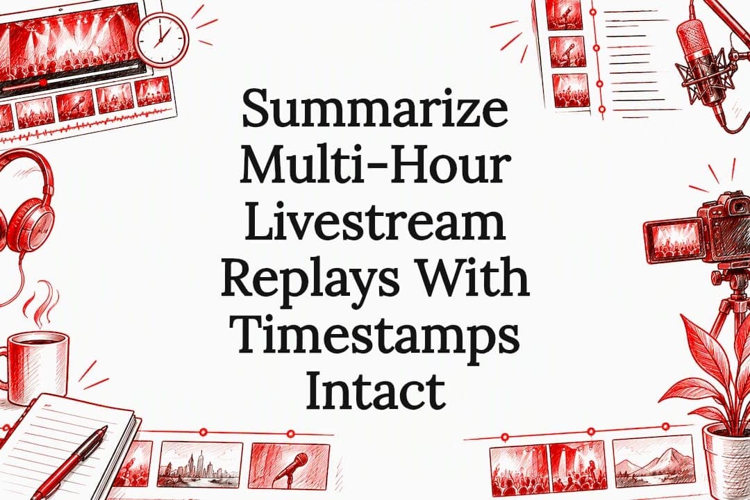 Summarize Multi-Hour Livestream Replays With Timestamps Intact